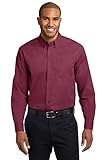 PA Extended Size Long Sleeve Easy Care Shirt 10XL Burgundy/Light Stone