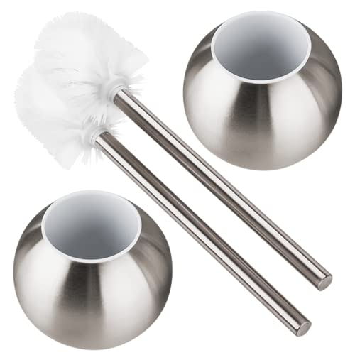 JAGURDS Toilet Brush and Holder, 2 Pack Stainless Steel Toilet Brush and Holder Set for Bathroom, Toilet Bowl Brush Modern Toilet Scrubber Brush JAGURDS Toilet Brush and Holder, 2 Pack Stainless Steel Toilet Brush and Holder Set for Bathroom, Toilet Bowl Brush Modern Toilet Scrubber Brush