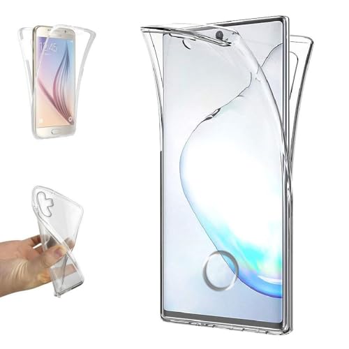 REY - Funda Carcasa Gel Transparente Doble 360º para Samsung Galaxy NOTE10+, Note 10 Plus, Ultra Fina 0,33mm, Silicona TPU de Alta Resistencia y Flexibilidad
