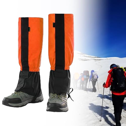KARELLS Ghette Impermeabili,Ghette Impermeabili da Neve,Traspirante Trekking Ghette da Alpinismo,Ghette Trekking Neve,Ghette Trekking,Ghette Caccia Impermeabili,1 Paio (Arancia)