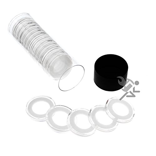 Tubo cápsula con tapa negra y 20 soportes para monedas US Dimes