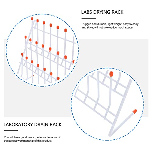 Villcase Drying Rack For Lab 24 Pegs Lab Glassware Rack Steel Wire Glassware Drying Rack Wall- Mount/Free- Standing Lab Glass Drying Rack White Cleaning Frame For School Laboratory Utensils #TOP2