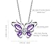 Aurora Tears 925 Sterling Silver Butterfly Necklace,Women Butterflies February-Amethyst Birthstone Pendant Necklace for Birthday Wedding Gift