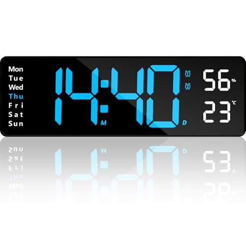 El Mejor Listado de Reloj para Pared del mes. 49 Reloj de Pared Digital, Reloj Digital LED para Sala de Estar, Reloj de Pared Digital Grande, Con cable de datos USB, Fecha, Temperatura, Semana, Adecuado para salón, habitación,...
