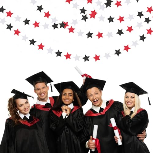 Image of Black White-Red Birthday Party-Decorations Garland - 62FT Twinkle Little Star Graduation Hanging Streamers Banner,Wedding Baby Shower Backdrop, Vampire Classroom Decor Supplies Hugtmr