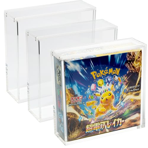 Vitrina acrílica para caja de refuerzo de Pokémon japonés, tapa deslizante magnética, caja protectora de acrílico transparente (paquete de 3)