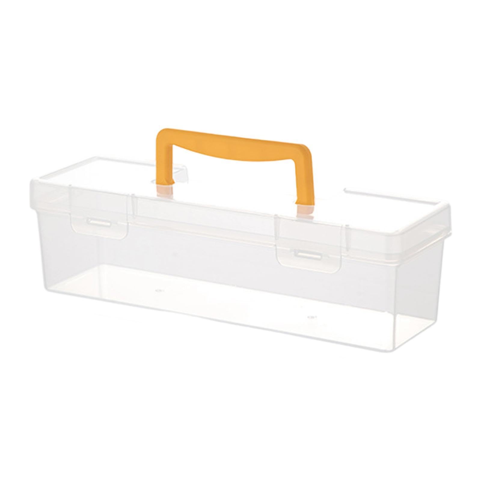 Clear Tool Box with Handle Container Case Carry On Bin Storage Box Organizer Yellow 30X9.3X9.3Cm-image-13