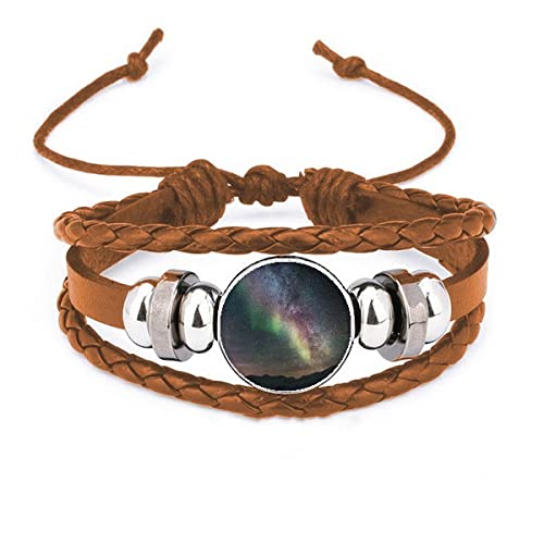 Bracelet en cuir nuages ciel foncé fait main au style poétique unique