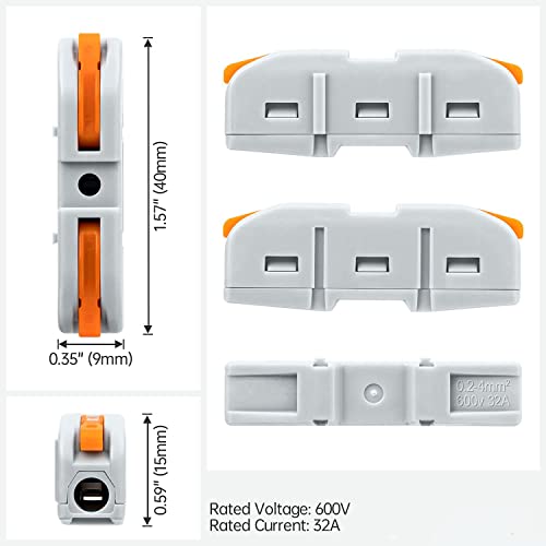 Image of Quick Electrical Connector - 1 to 1 Inline Wire Connectors - Splicing Assortment - Wire Terminals for Circuit - Lever Connectors (4pcs, 1 to 1 Inline, Orange)