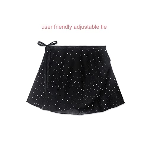 Image of EQSJIU Ballet Leotards for Girls with Removable Skirt Combo Tie Ruffle Sleeve Ballet Dance Dress Outfit 2-12 Years