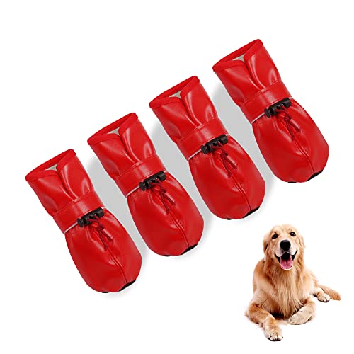 YAODHAOD-Dog-Shoes-for-Large-Dogs-Dog-Boots-Paw-Protectors-for-Hot-Pavement-Leather-Anti-Slip-Adjustable-Bootiesfor-Indoor-Hardwood-Floor-Traction-Control-Outdoor-Wlaking-Hikin-Size-8-Red - Cucciolini Doodles   YAODHAOD-Dog-Shoes-for-Large-Dogs-Dog-Boots-Paw-Protectors-for-Hot-Pavement-Leather-Anti-Slip-Adjustable-Bootiesfor-Indoor-Hardwood-Floor-Traction-Control-Outdoor-Wlaking-Hikin-Size-8-Red