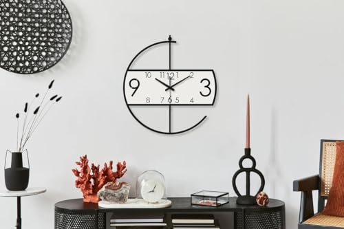 Image of Stylish Metal Analog Wall Clock for Living Room, Bedroom, Office, Kitchen, Home and Hall | Antique Fancy Big Size Modern Wall Watch for Home Decor (Style-32, 50CM)