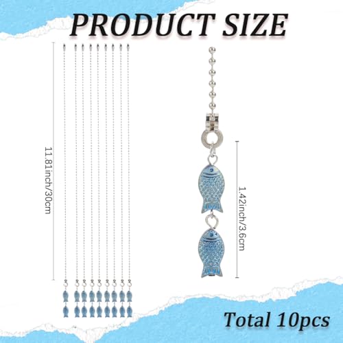 Image of CRASPIRE 10Pcs Fish Fan Pull Chain Frosted Electroplate Glass Fishes Beads Ocean Sea Animal Pendant Charm Hanging Ceiling Fan Ball Chain Dangler Extender Ornament for Ceiling Fan Light Lamp Decor