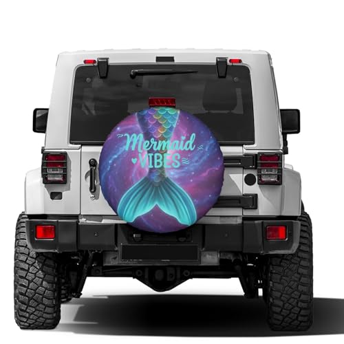 Image of Delerain Mermaid Tail Spare Tire Covers for RV Trailer SUV Truck and Many Vehicle, Wheel Covers Sun Protector Waterproof, (14 Inch for Diameter 23 inch-27 inch)