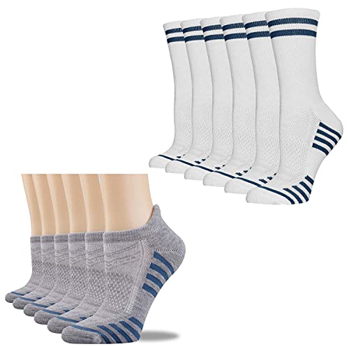 FUNDENCY Women Athletic Ankle and Crew Socks 6 Pack
