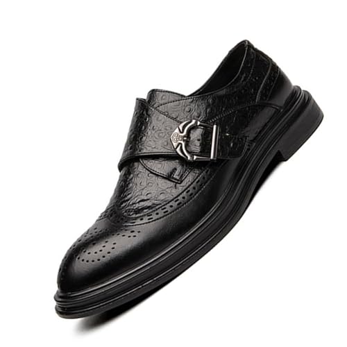 Men's Comfortable Fashion Dress Shoes Leather Wedding Formal Modern Business Strap Buckle Office Oxford Shoes