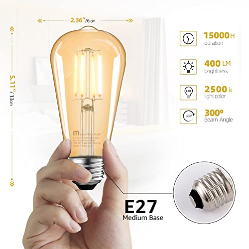 MASTERY MART E27 Vintage Light Bulbs, Non-Dimmable, 2500K Warm White, 4W 40W Equivalent - Image 2