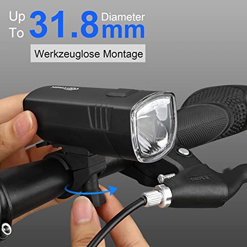 toptrek Fahrradlicht, USB Aufladbar Fahrrad licht mit Typ-C, StVZO Zugelassen Fahrradlampe,...
