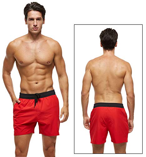 Image of Tyhengta Men's Swim Trunks Quick Dry Beach Shorts with Zipper Pockets and Mesh Lining