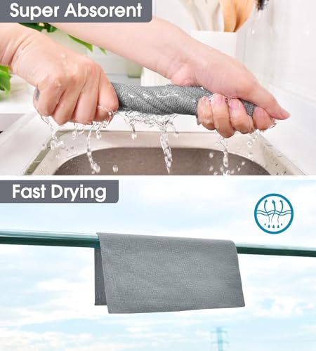 Image of Reusable Cleaning Cloth Roll 20 Pcs | Washable Paper Towel Alternative | Absorbent Kitchen & Home Cleaning Cloth | Eco-Friendly & Lint Free - 25x25 cm (1 Roll) (Grey)