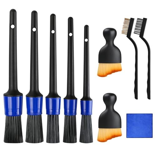 Amentalove - Amentalove 10 pcs Pinceau de Détail, Auto Detailing Brush Brosses de Nettoyage de Voiture, Brosses d'entretien pour Auto et Moto Pinceau de Lavage Voiture pour Nettoyer Voiture Intérieur, Extérieur