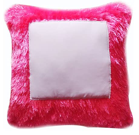 Customized Printed Square Fur Pillow (Pink)