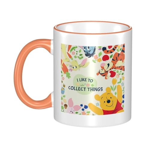 くまのプーさん マグカップ 保温・保冷 電子レンジ対応 コーヒーカップ 陶器 セラミック 耐高温 軽量 個性人気 誕生日プレゼント大容量 Orange