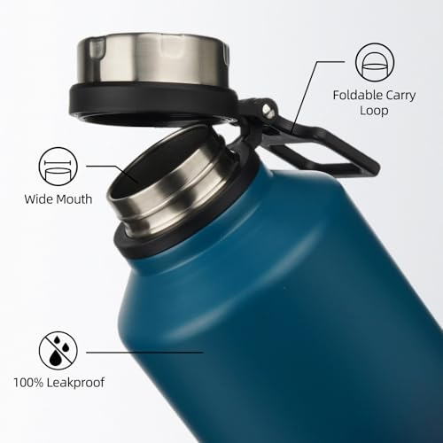 Image of BJPKPK 64oz Insulated Water Bottle, Stainless Steel Vacuum Jug with Handle | Half Gallon Large Water Bottle, Leak-Proof BPA-Free Vacuum Insulated Bottle for Gym, Hiking, Camping & Outdoor Adventures