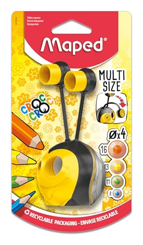 Maped 17810 - Dosen-Anspitzer CROC CROC Biene - für 4 verschiedene Stiftgrößen - schwarz/gelb