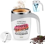 Electric Automatic Magnetic Self Stirring Coffee Mug, Mixing Mug, Fun & Inspirational, Motivational Gift for Friends or Yourself, Birthday Gift for Family, Going Away or Leaving Gift for Coworkers