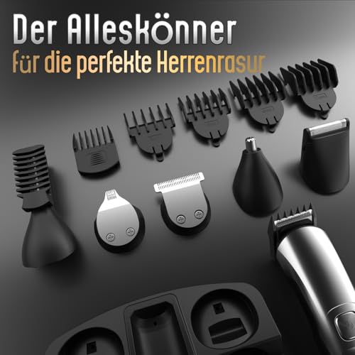 Ufree Haarschneidemaschine Profi Barttrimmer Haartrimmer Herren, 7 in 1 Bartschneider Haarschneider Rasierer Herren Elektrisch, Langhaarschneider Trimmer, Geburtstagsgeschenk für Männer 6