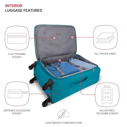 SwissGear Marumo Softside Lightweight Expandable Luggage with Spinner Wheels, Teal, Carry-On 21.5-Inch by SwissGear - Image 3