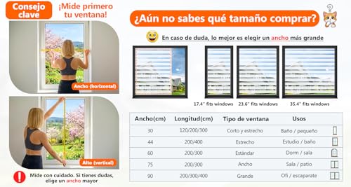 Miniatura 7 de Daruite Vinilos Para Cristales 44.3x200cm, Esmerilado Rayas Vinilo Ventana Privacidad, Translucido Decorativos Anti Uv Electrostaticos Vinilo Adhesivo Cristal Para Puertas Cristal Cocina Oficina
