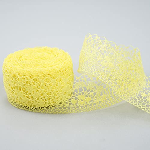Vintage żółta dekoracyjna koronkowa wstążka wykończeniowa elegancka koronka rzemieślnicza idealna do projektów DIY wesela scrapbooking wystrój domu 5 jardów