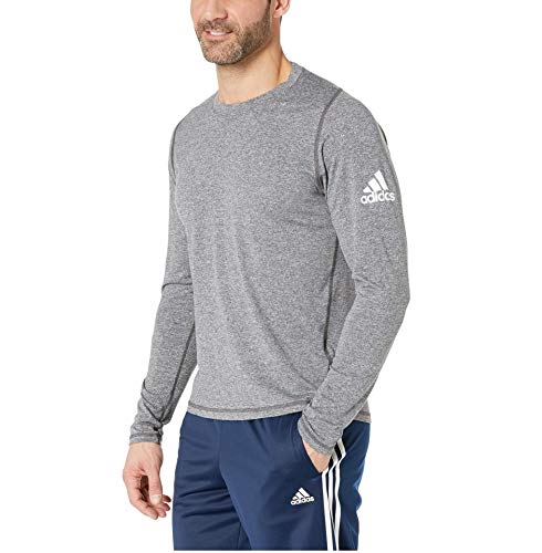 adidas Men's Freelift_Sport Heather Badge of Sport Long Sleeve Tee Black/White X-Large