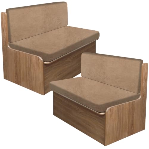 molasofa Leather Like RV Dinette Cushion Covers, RV Booth Seat Cover Stretchable Camper Cushion Couch Covers Washable Slipcovers for Camper Car Bench (2 Bench Cover & 2 Backrest Cover, Brown-New-06)