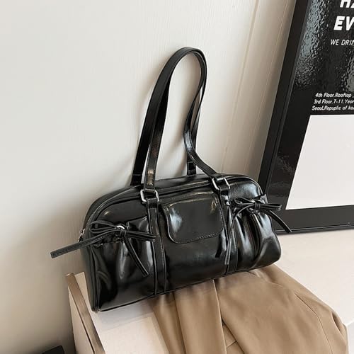 Tote Bag for Women with Bow - Vintage Y2K Faux Leather Shoulder Bag, Multi-Way Carry Purse for Everyday Use2