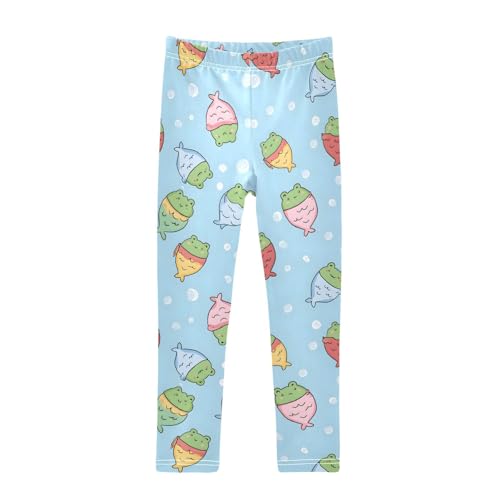 Funny Frog Mermaid Girls Leggings Ultra Soft Compression Yoga Gym Pants for Kids 4-10T