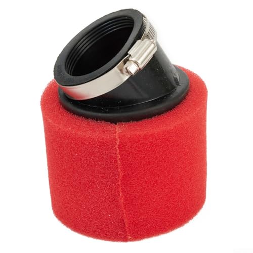 Sisinkal Filtro de aire de motor de 50 mm en ángulo para ATV Go Kart Ciclomotor Scooter Moto de cross de bolsillo Rojo con abrazadera Espuma Material de aluminio para motores grandes de tamaño mediano