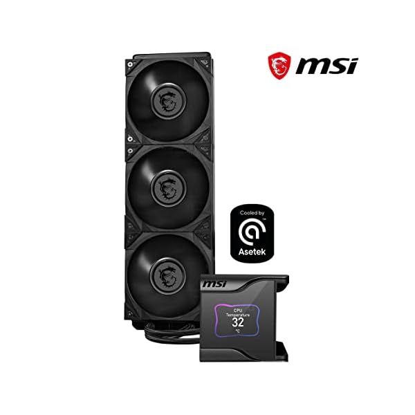 MSI MEG CORELIQUID S360 Refrigeración Líquida AIO CPU - Pantalla IPS 2,4", Bomba Asetek 7ma Gen, Fan VRM, 3 Fans Silent Gale P12, Tubos Anti-Evaporación, MSI Center Personalizable - Admite AMD e Intel - Image 3