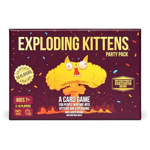Exploding Kittens Party Pack - 2-10 Players - Ages 7+ - 15 Minutes to Play - Party Sized High Stakes Card Game - Party Game, Family Game Night, Kid and Adult Card Game Cover