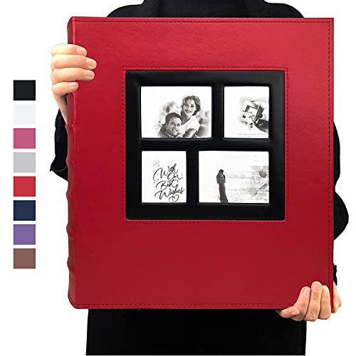 RECUTMS Photo Albums 4x6 Holds 600 Photos Black Pages Large Capacity Leather Cover Family Baby Photo Album Books Horizontal and Vertical Photos (Red)
