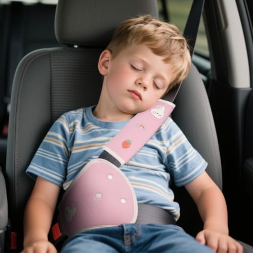 URAQT Protege Ceinture de Securite Enfant, 2 Pièces Adorables Lapin Protection Ceinture de Sécurité Enfant, Respirants et Doux pour la peau Protege Ceinture...