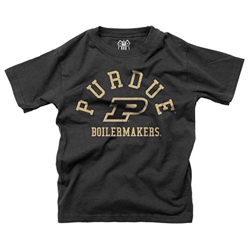 Wes and Willy NCAA Kids S/S Organic Cotton Tee Shirt, Purdue Boilermakers, Black, 7