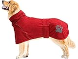 Dog Drying Coat, Puppy Bathrobe Towel wrap, Pyjamas Gown Microfibre Dog Robes with Reflective for...
