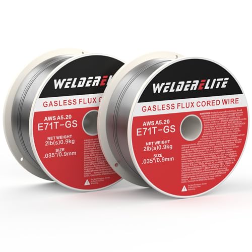 WelderElite 2-Pack 0.035" Gasless Flux Core MIG Wire, 2lb Each, E71T-GS, Perfect for Welding Galvanized, Stainless & Mild Steel Projects
