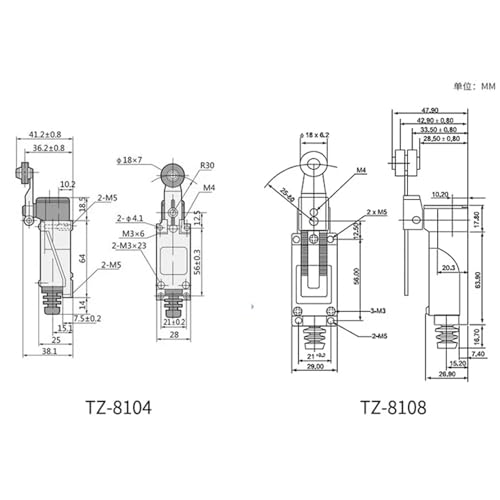 Interruptor de límite ajustable TZ-8108 palanca con rodillo momentáneo mini P141 2