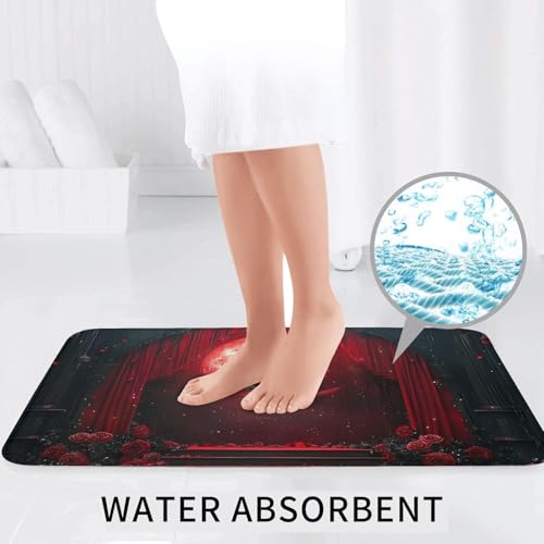 Juego de 3 alfombras de baño de estilo gótico alfombrilla lavable rosas 7