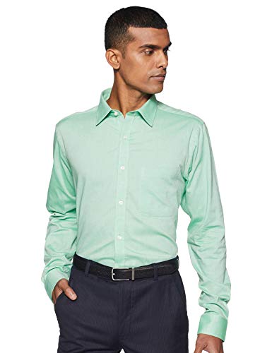 Image of Raymond Men's Pure Cotton Solid Pattern Slim Fit Semi Cutaway Collar Full Sleeve Formal Shirt