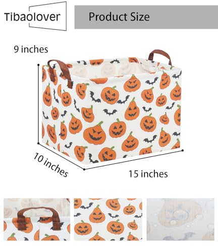Image of Rectangular Halloween Basket for Kids Pumpkin Basket Toy Storage Bin Organizer Box Room Decor for Halloween Parties(Halloween Pumpkin)